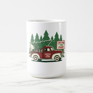 Taza De Café Granja de árboles de Navidad de camión vintage