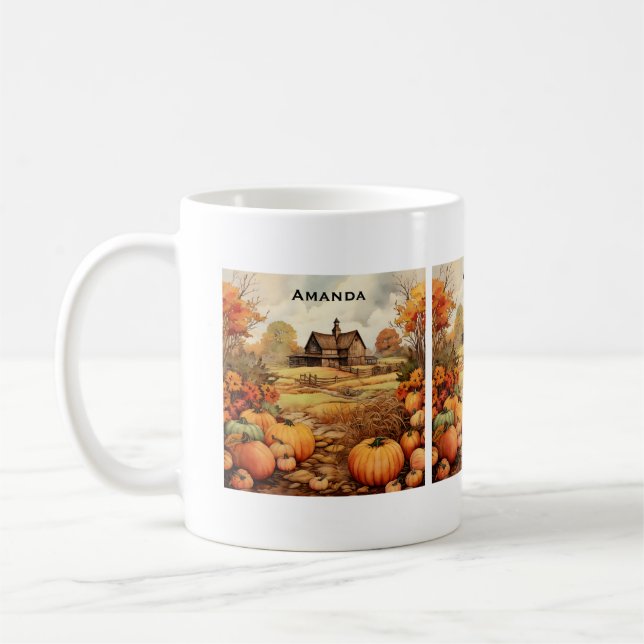 Taza De Café Granja de calabaza cosecha cosecha Acción de Graci (Izquierda)