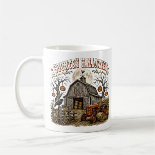 Taza De Café Granja de calabaza de Halloween de Tractor de gran