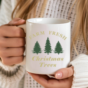 Taza De Café Granja de Navidades frescos pinos