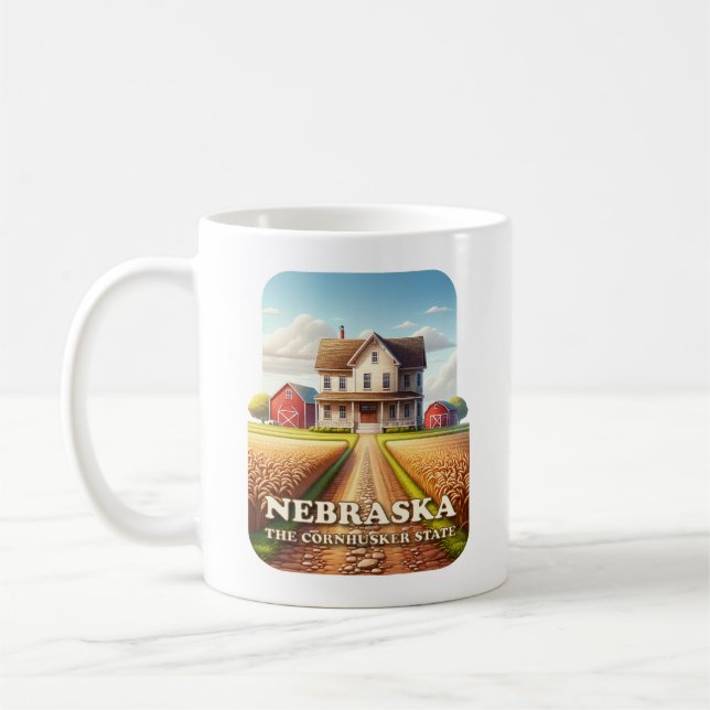 Taza De Café Granja de Nebraska y Campos de Trigo (Izquierda)