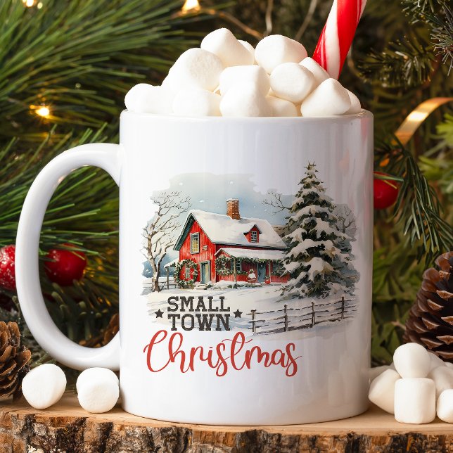 Taza De Café Granja de pequeños Navidades de pueblo rústico (Subido por el creador)