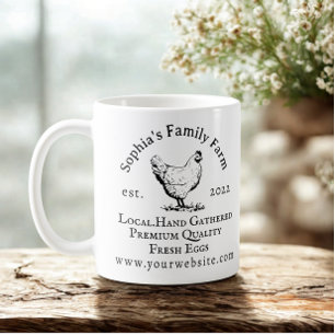 Taza De Café Granja de Pollos Rústica Negocio Texto Negro