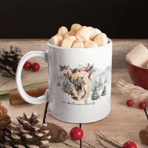 Taza De Café Granja de Reno & Árbol Feliz Navidad
