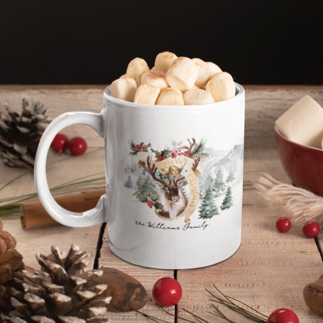 Taza De Café Granja de renos y árboles | Feliz Navidad (Subido por el creador)