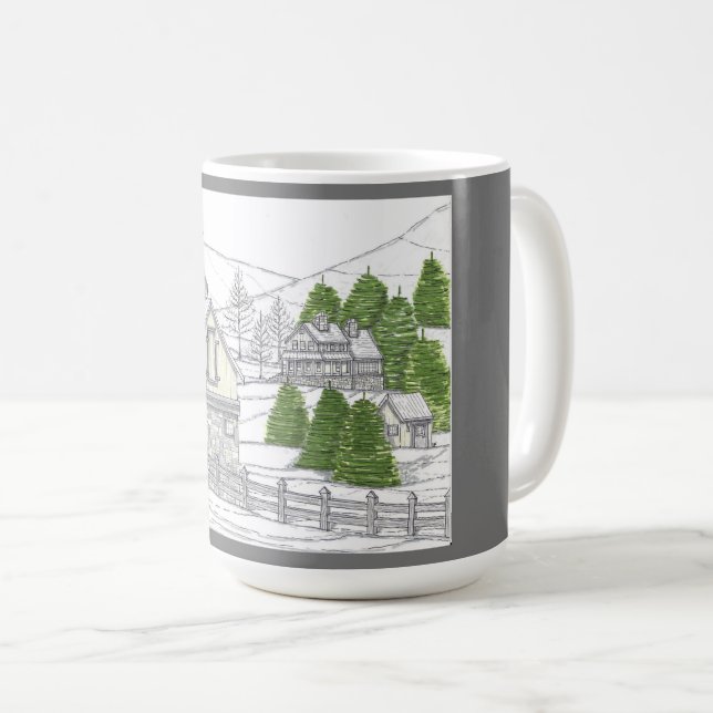 Taza De Café Granja de soltado de invierno 15oz Mug (Anverso derecho)