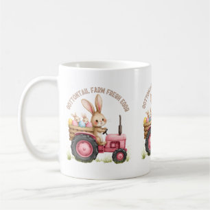 Taza De Café Granja del conejo de Pascua caprichosa Tractor vin