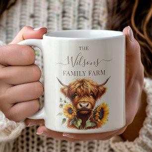 Taza De Café Granja Familiar Girasol Rústico Vaca de las Tierra