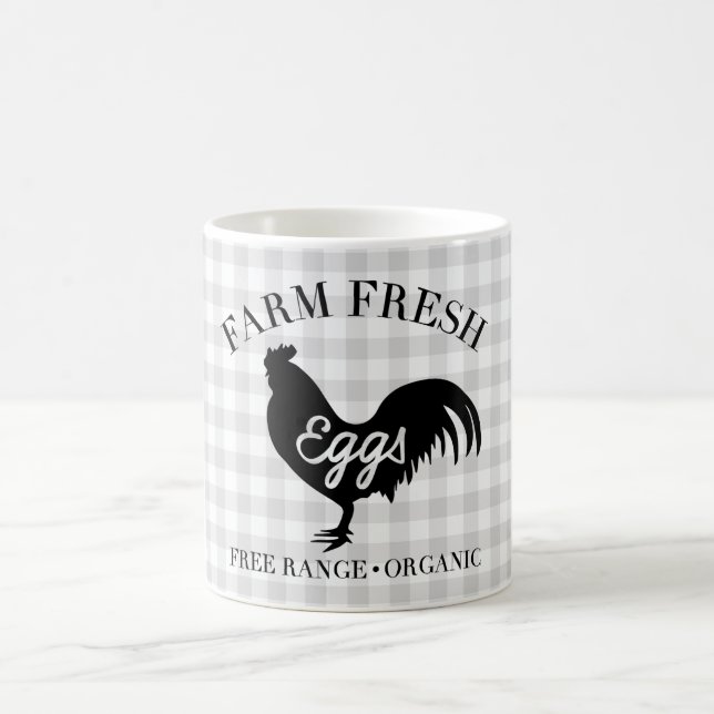 Taza De Café Granja Fresca País Pollo Gingham (Centro)