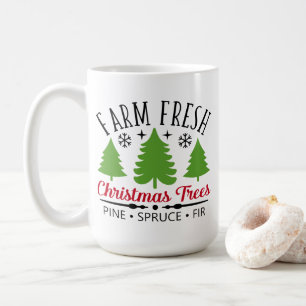 Taza De Café Granja Fresco Árboles de Navidad Café Mug