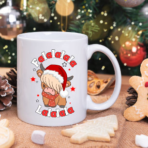 Taza De Café Granja Highland Cow Festiva Feliz Navidad