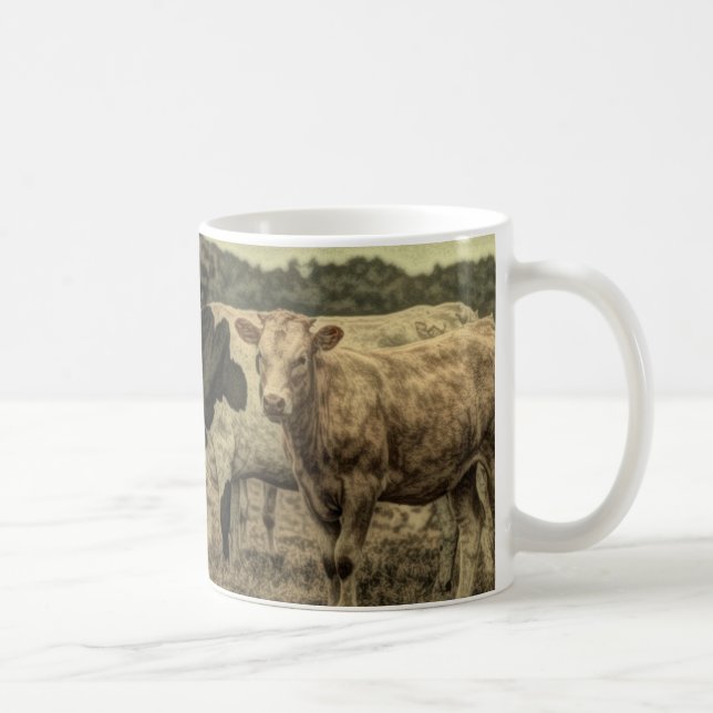Taza De Café Granja lechera Rusa Animal Brown Swiss Cow (Derecha)