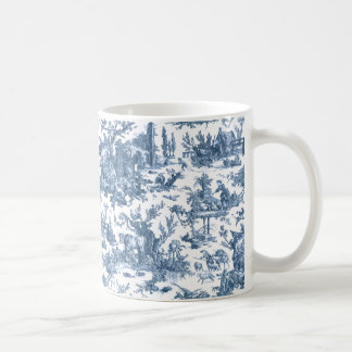 Taza De Café Granja Rústica Vintage Toile-Blue & White