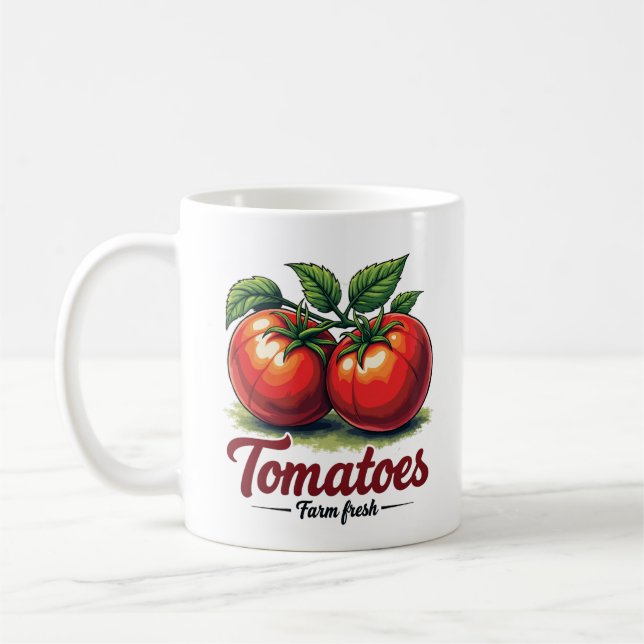 Taza De Café Granja Tomates Frescos Cerámica Café Mug (Izquierda)