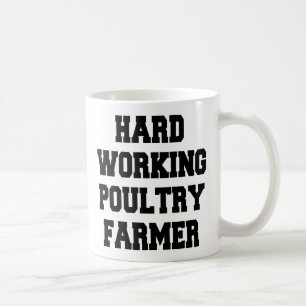 Taza De Café Granjero de aves de corral trabajando duro