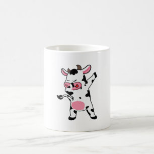 Taza De Café Granjero haciendo dab con vaca haciendo dab baile
