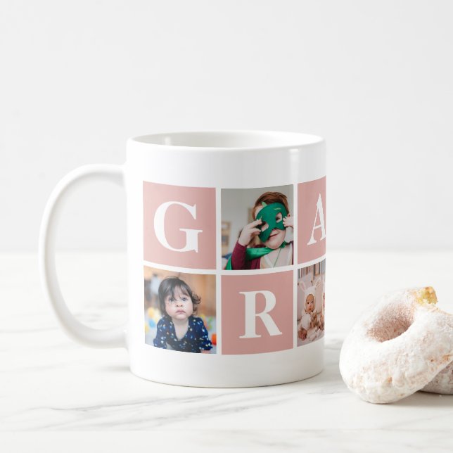 Taza De Café Granny Mugs de Collage de fotos rosa Guay (Con donut)