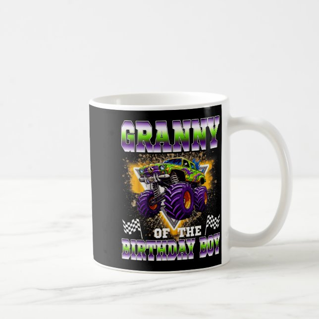 Taza De Café Granny Of The Birthday Boy Monster Truck Birthday  (Derecha)