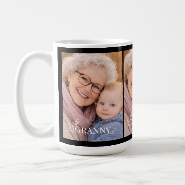 Taza De Café Granny Photo Established Year Modern Heart (Izquierda)
