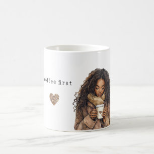 Taza De Café Grano de café corazón crema marrón femenino