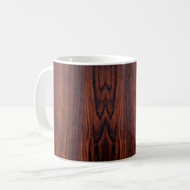 Taza De Café Grano de madera de Mahogany oscuro | patrón de mad (Anverso izquierdo)