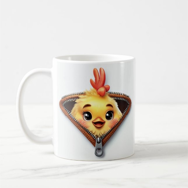 Taza De Café grano de pollo a través de la cremallera de cuero  (Izquierda)