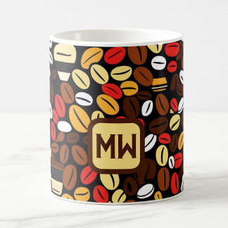 Taza De Café Granos de café coloridos y audaces con un monogram