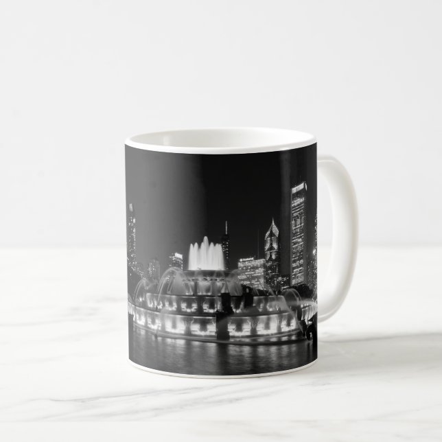 Taza De Café Grant Park Chicago Grayscale Coffee Mug (Anverso derecho)