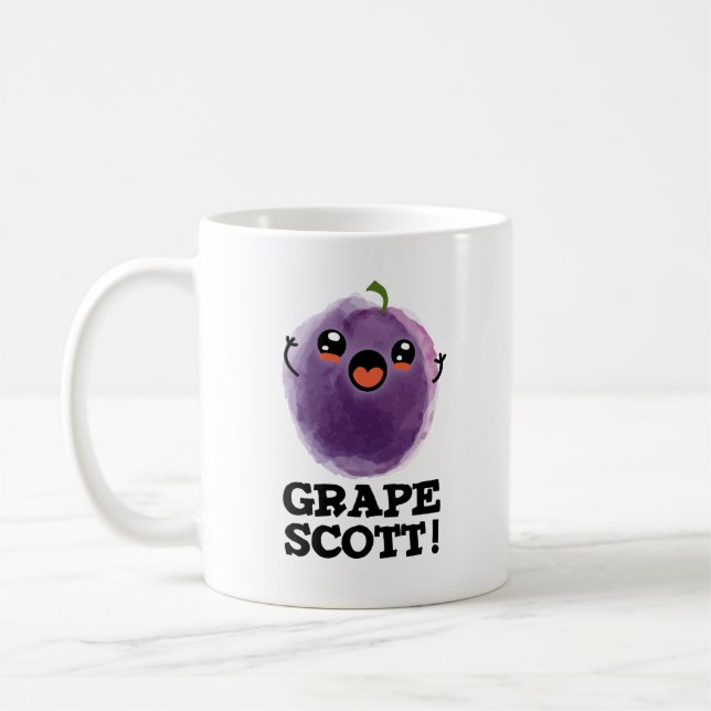 Taza De Café Grape Scott Funny Fruit Grape Pun (Izquierda)