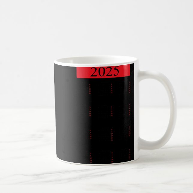 Taza De Café Graphic New Year 2025 Calendar With Holidays In Re (Derecha)
