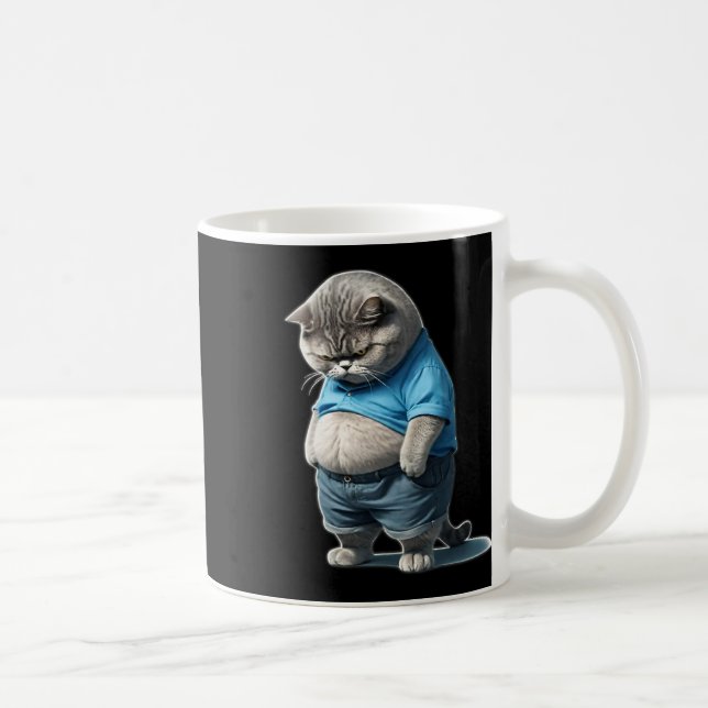 Taza De Café Grasa retro Kitten Tee Gracioso Gato Rolling Fatti (Derecha)