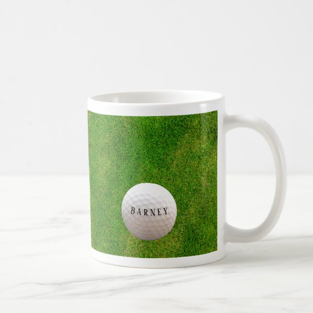 Taza De Café Grasa verde, golf personalizado en la hierba (Derecha)