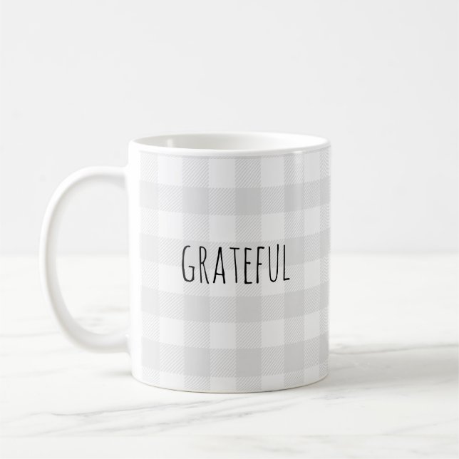 Taza De Café Grateado Gray Check Pattern Coffee Mug (Izquierda)