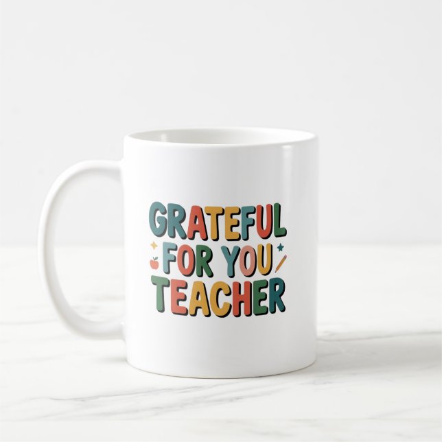 Taza De Café Grateful for You Teacher Personalized Name (Izquierda)