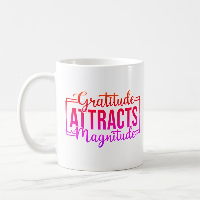 Taza De Café Gratitud Atrae Magnitud Personalizado Café Mug (Izquierda)