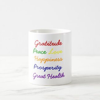 Taza De Café Gratitud, paz, amor, felicidad, café Mug