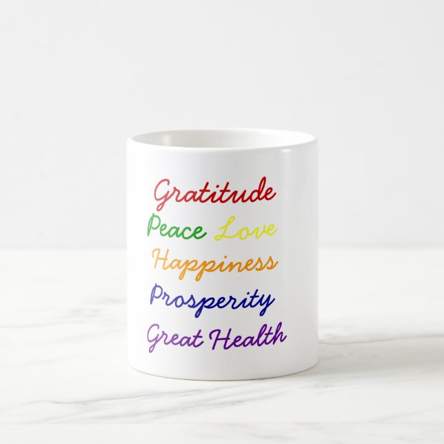 Taza De Café Gratitud, paz, amor, felicidad, café Mug (Centro)