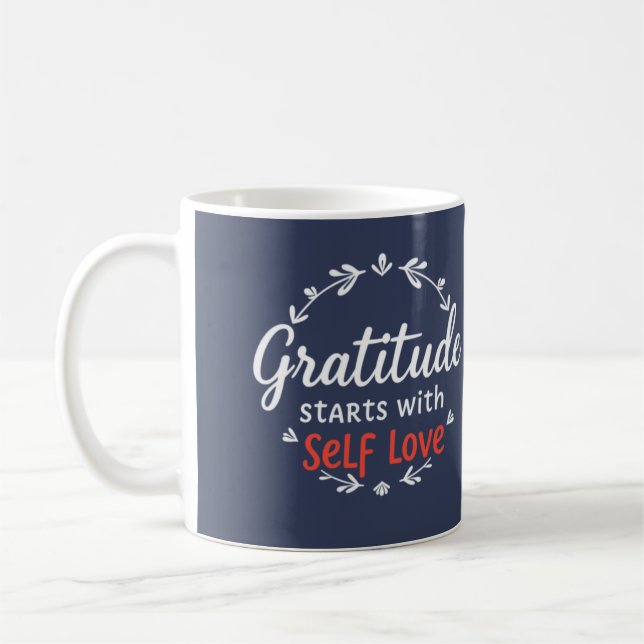 Taza De Café Gratitud y amor propio Inspirador personalizado (Izquierda)