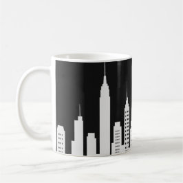 Taza De Café Gratte ciel blanc fond noir