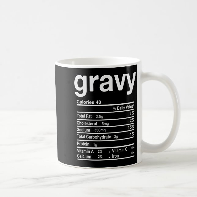 Taza De Café Gravy Nutrition Facts Funny Thanksgiving Christmas (Derecha)