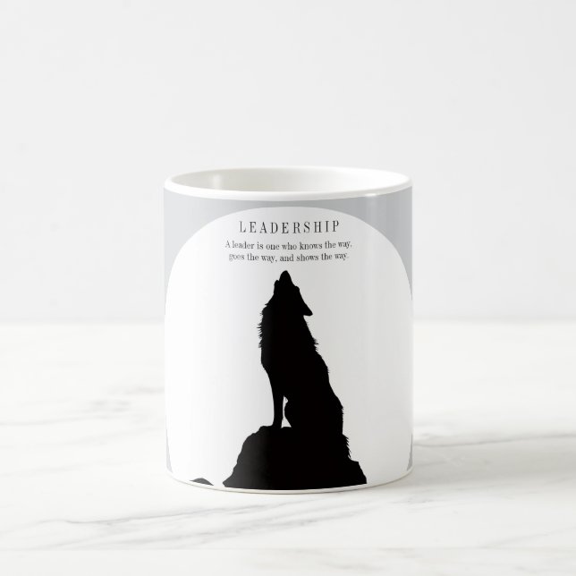 Taza De Café Gray Black Pop Art Leadership Wolf Howling (Centro)