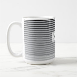 Taza De Café Gray, Black, White Stripes