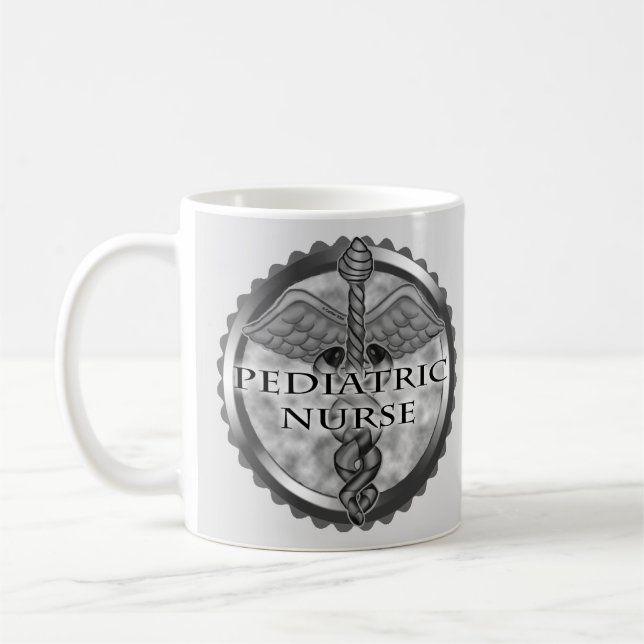 Taza De Café Gray caduceus Enfermeras Pediátricas (Izquierda)