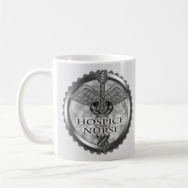 Taza De Café Gray caduceus Hospice Nurse (Izquierda)