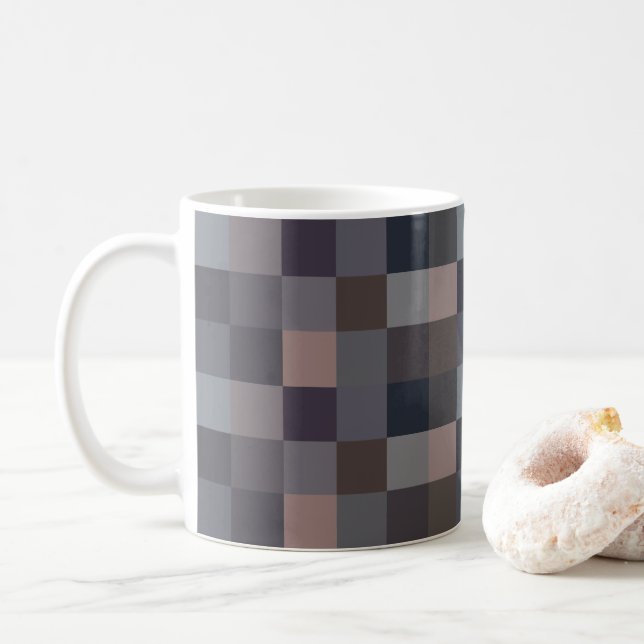 Taza De Café Gray Color Checkerboard (Con donut)