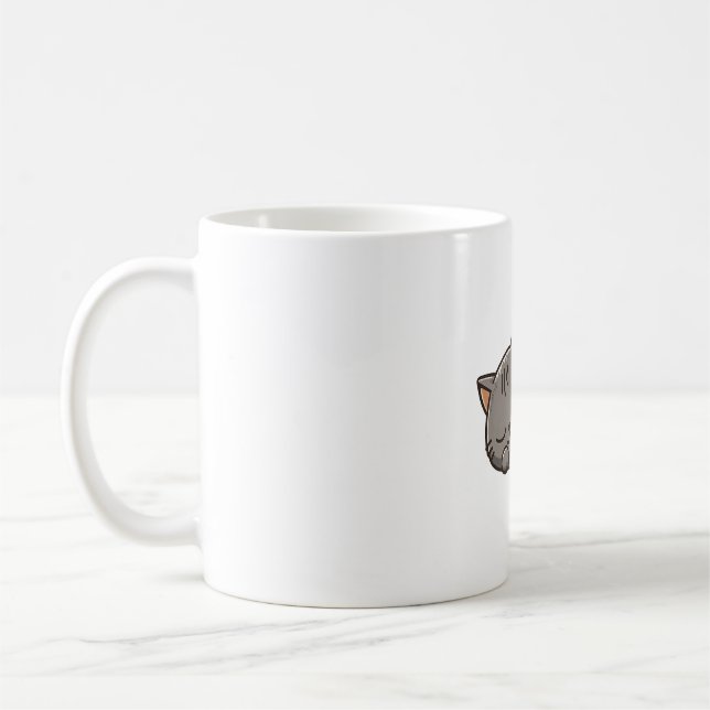 Taza De Café Gray kawaii Sleeping cat (Izquierda)