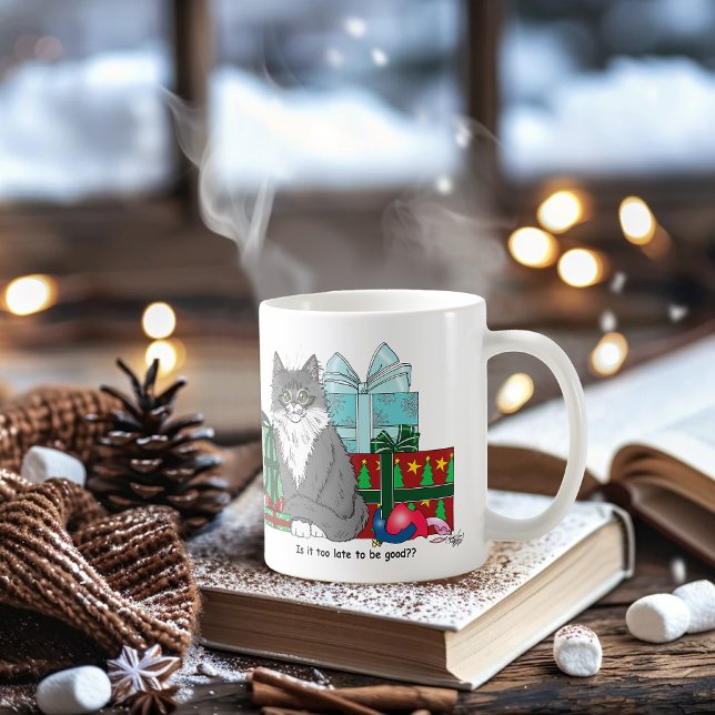 Taza De Café Gray White Navidades Kitten (Subido por el creador)