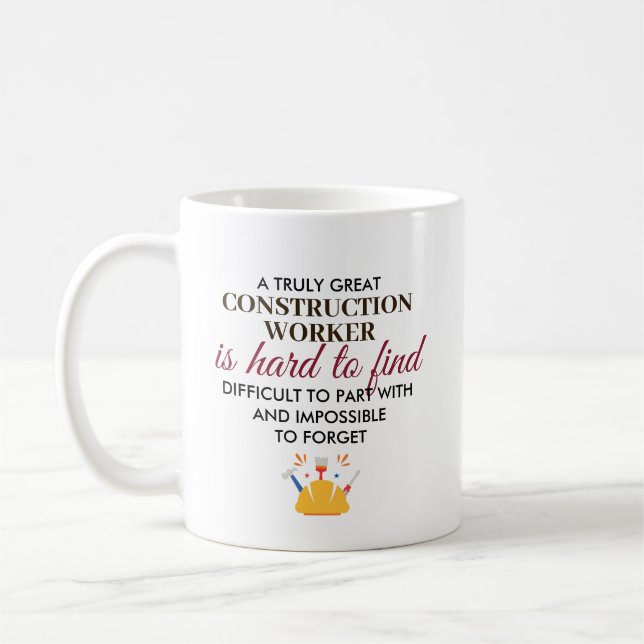 Taza De Café Great Construction Worker Personalized Name Gift (Izquierda)