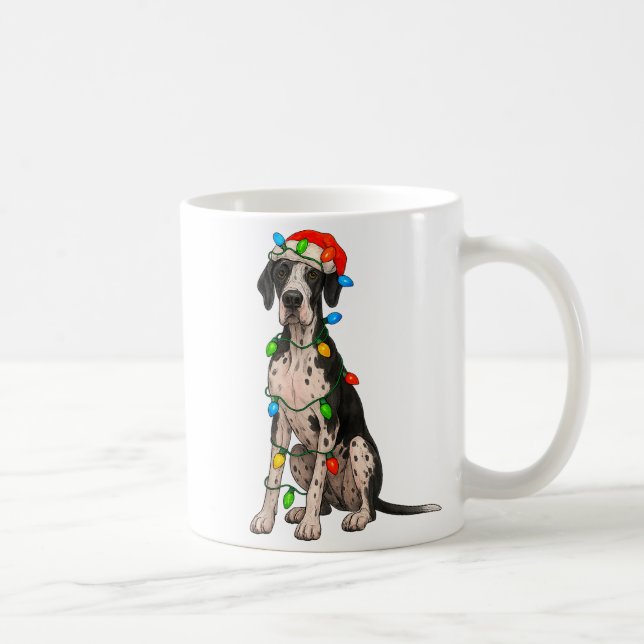 Taza De Café Great Dane Christmas Lights Dog Lover Xmas Pajama  (Derecha)