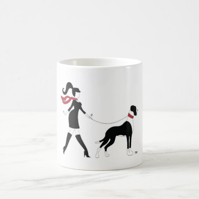 Taza De Café Great dane y chica (Centro)